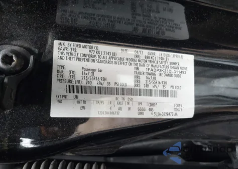 2013 Ford Focus Se z USA, uszkodzony, nr VIN 1FADP3K23DL311493